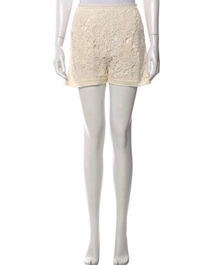 PatBO Cream Crochet High-Waist Lace Shorts
